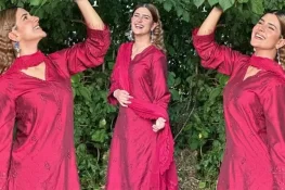 کبریٰ خان کی میرون جوڑے میں سٹائلش ادائیں مداحوں کی توجہ کا مرکز