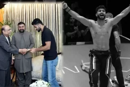 صدر نے عالمی چیمپئن شاہ زیب رند کو 10 کروڑ روپے کا چیک دیدیا