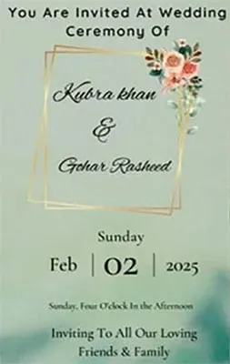 کبریٰ خان اور اداکار گوہر رشید کی شادی کی تاریخ فائنل، شادی کارڈ سامنے آگیا