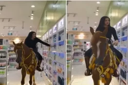 سعودی عرب کی معروف گھڑسوار خاتون کی گھوڑے پر شاپنگ کی ویڈیو وائرل