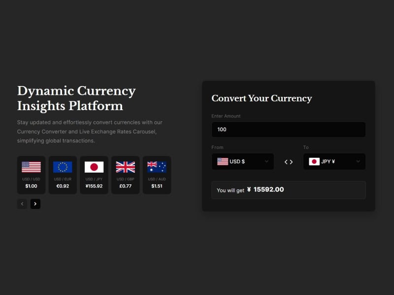 Currency Converter with Content Carousel