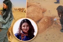 صحرا میں پیاسے اونٹ کی جان بچانے والی چینی سیاح خبروں کی زینت بن گئی