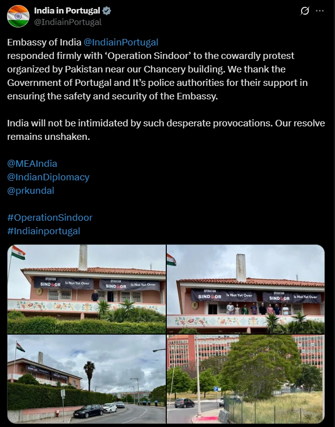 پرتگال میں پاکستانی مظاہرے پر انڈین سفارتخانے کا ردعمل