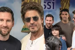 لیونل میسی نے شاہ رخ خان اور ان کے بیٹے ابرام سے کی خصوصی ملاقات