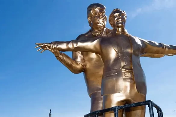 واشنگٹن ڈی سی میں جیفری ایپسٹین اور ڈونلڈ ٹرمپ کا متنازع مجسمہ نصب