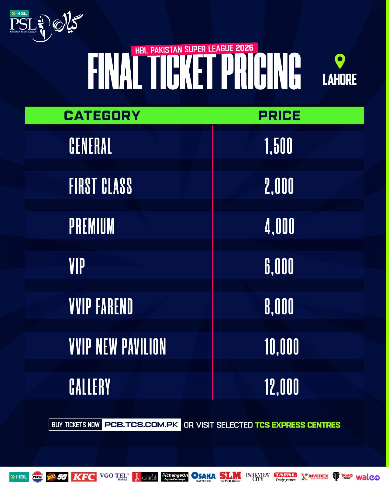 پی ایس ایل 11 فائنل ٹکٹوں کی فروخت کا اعلان، قیمتیں اور شیڈول سامنے آگیا