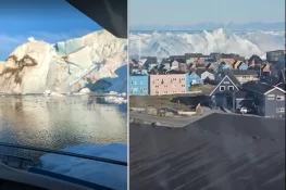 گرین لینڈ میں دیوہیکل برفانی تودہ سمندر میں جا گرا، خوفناک منظر کی ویڈیو وائرل